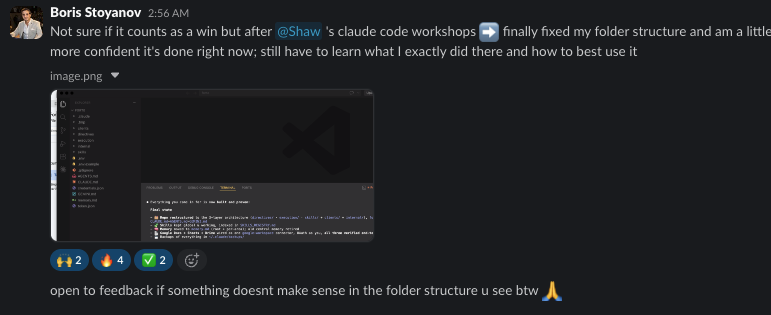 Member result — Claude Code workshop win
